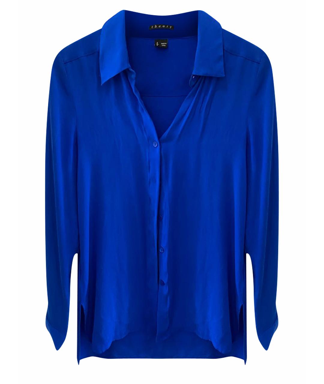 THEORY Синяя шелковая блузы, фото 1