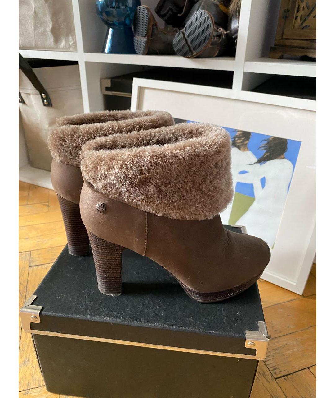 UGG AUSTRALIA Коричневые замшевые ботильоны, фото 5