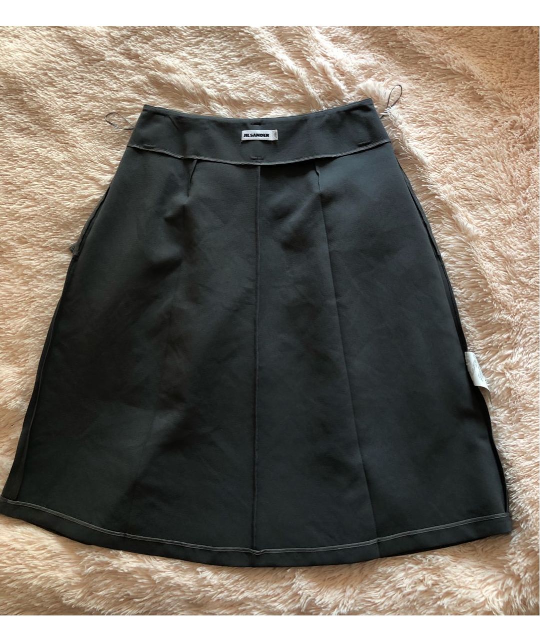 JIL SANDER Антрацитовая полиэстеровая юбка миди, фото 8