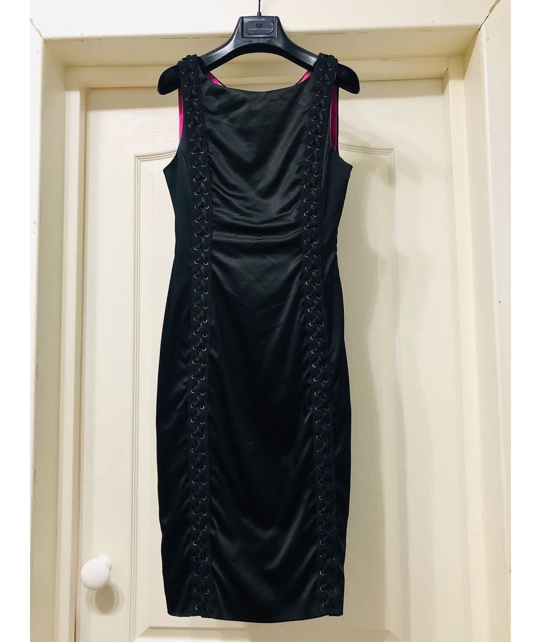 FRANKIE MORELLO Черное атласное коктейльное платье, фото 5