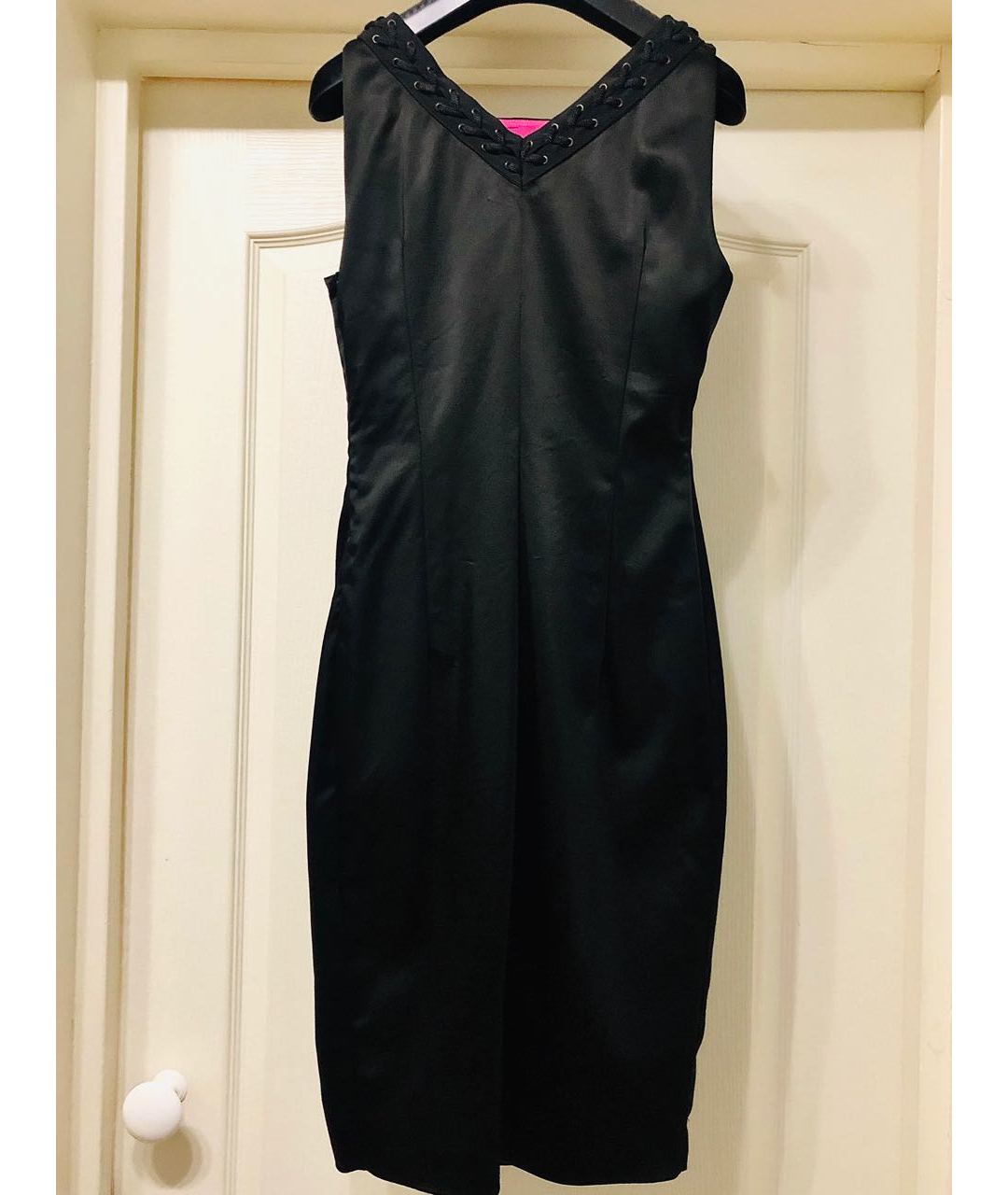 FRANKIE MORELLO Черное атласное коктейльное платье, фото 2