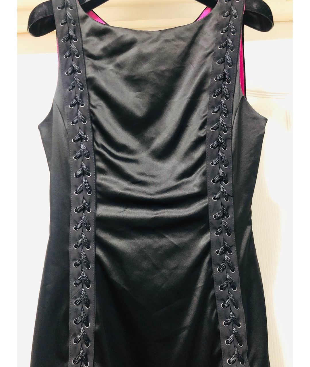 FRANKIE MORELLO Черное атласное коктейльное платье, фото 4