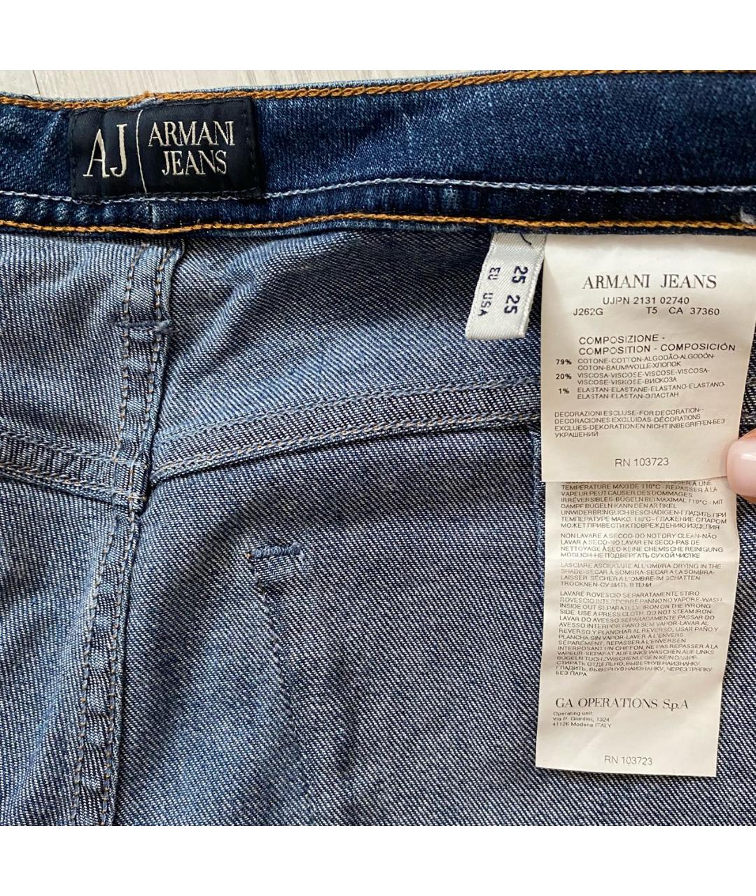 ARMANI JEANS Синие прямые джинсы, фото 3