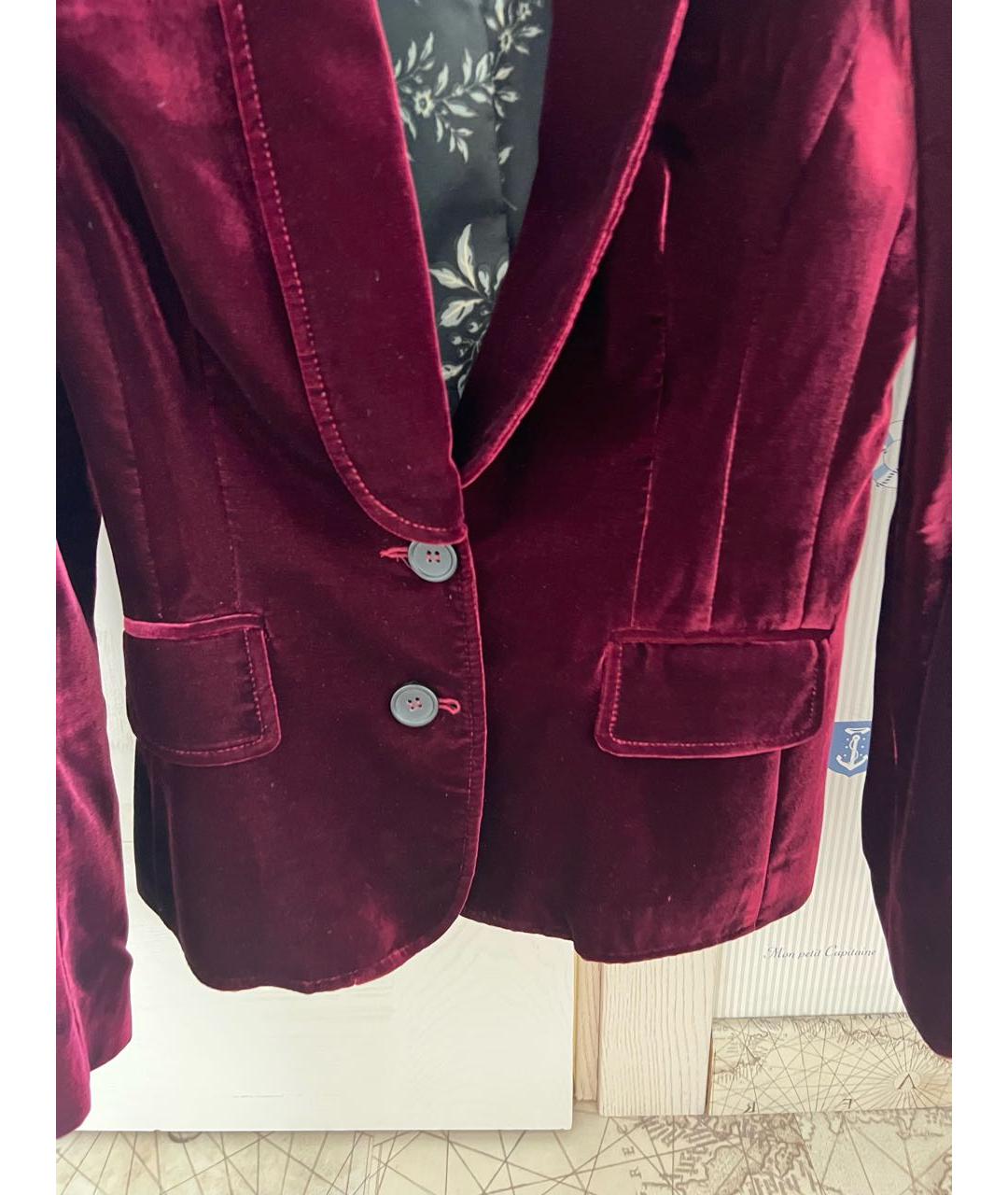 DOLCE&GABBANA Бордовый бархатный жакет/пиджак, фото 3