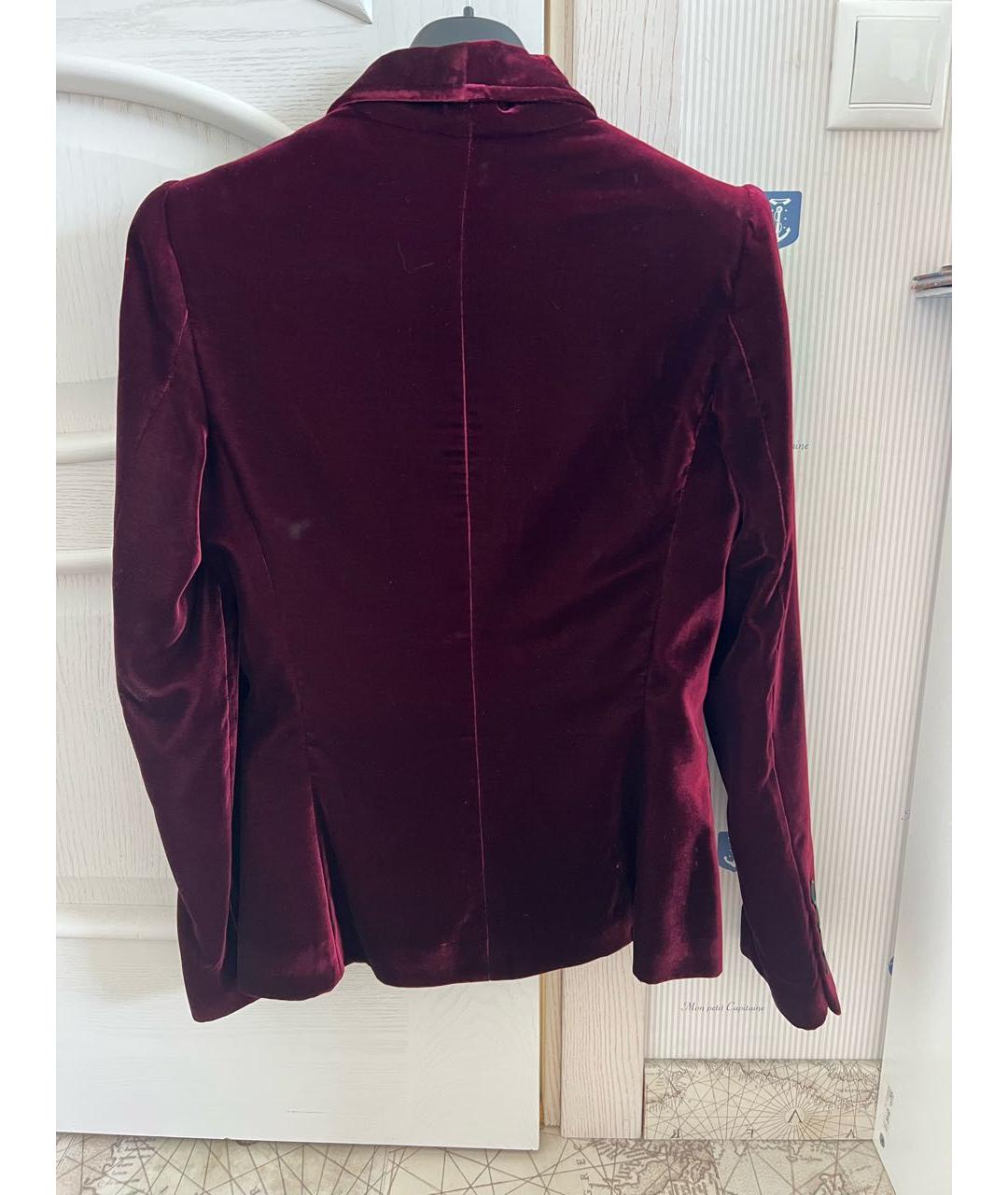 DOLCE&GABBANA Бордовый бархатный жакет/пиджак, фото 2