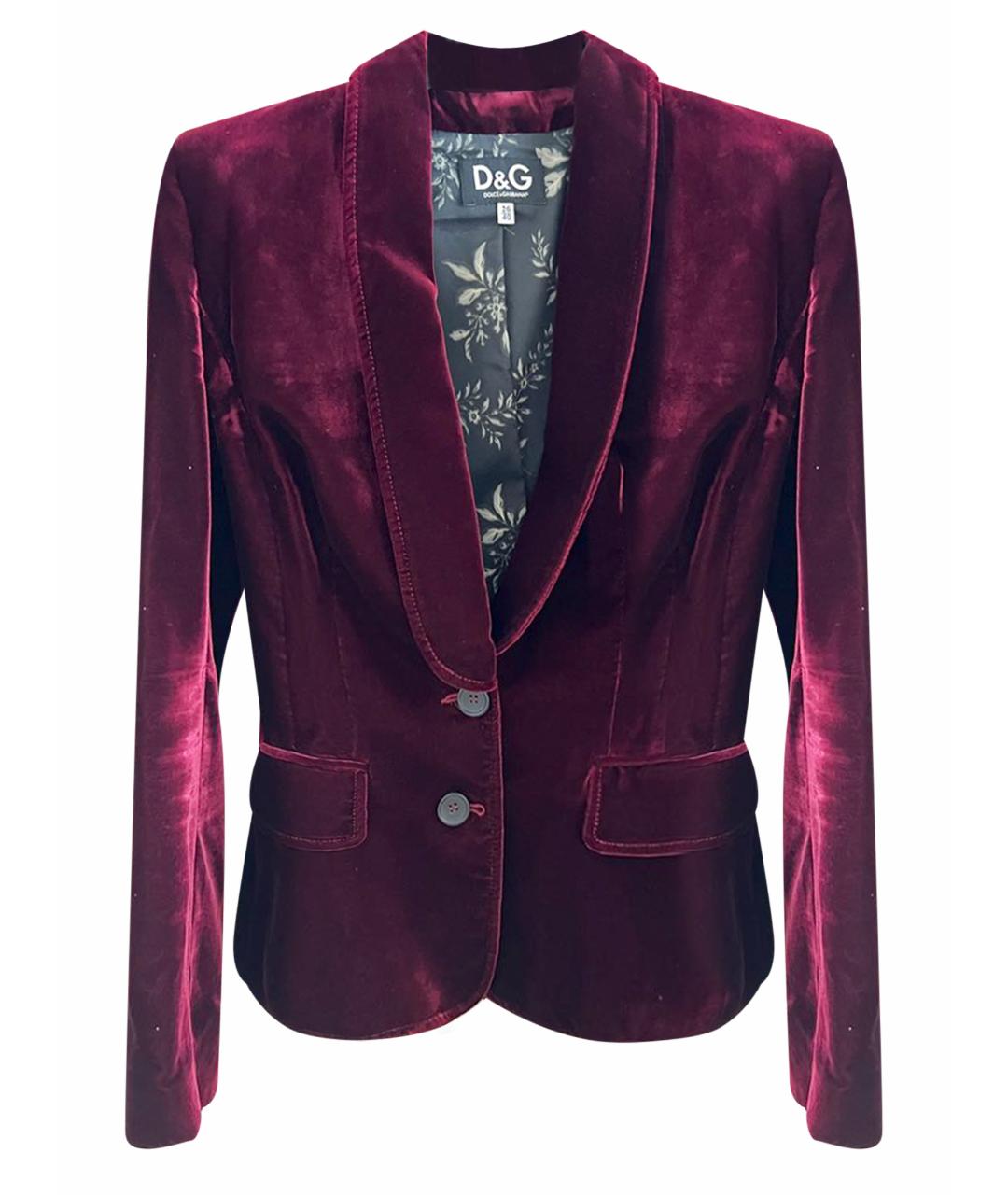DOLCE&GABBANA Бордовый бархатный жакет/пиджак, фото 1