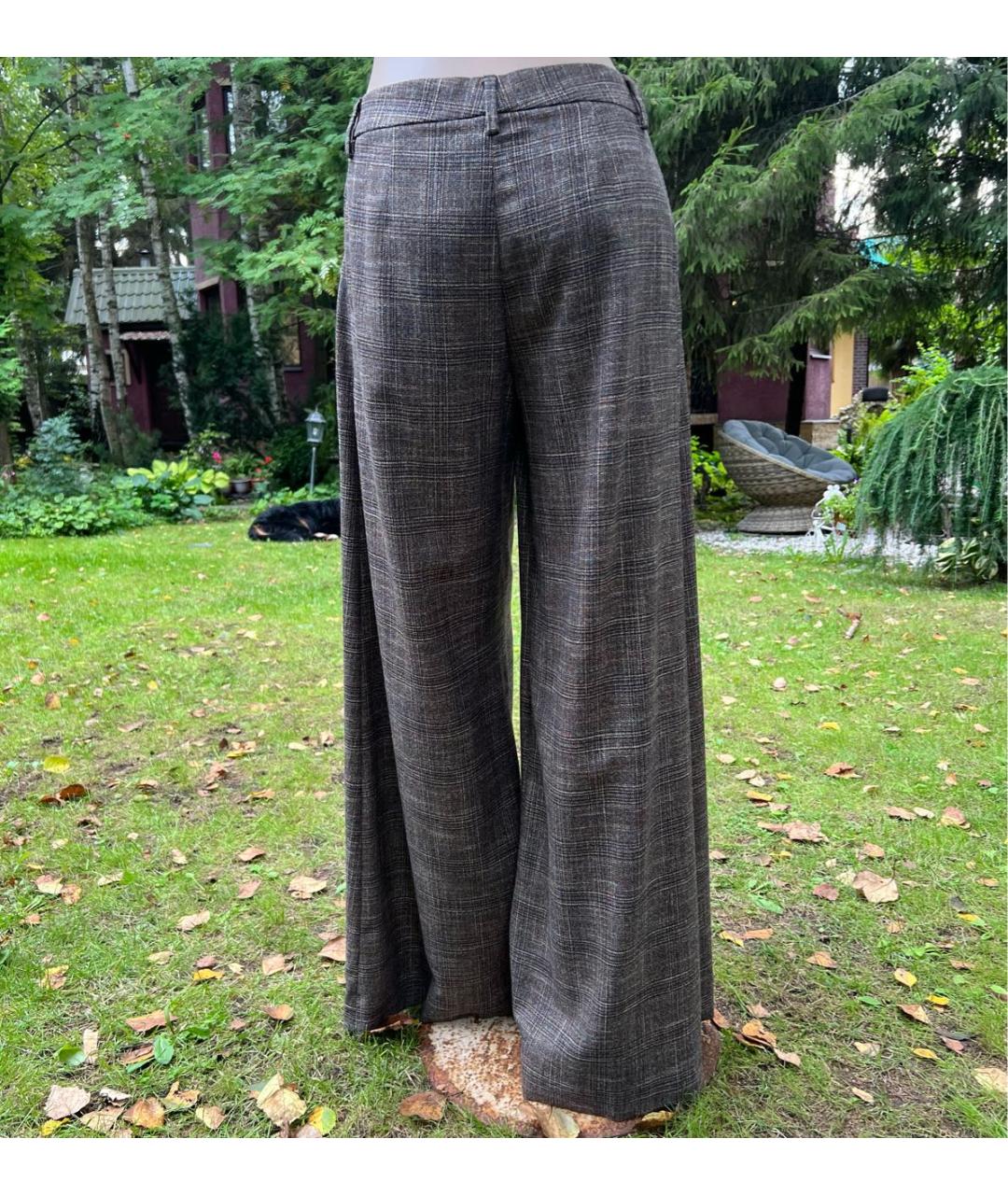JOHN RICHMOND Коричневые шерстяные брюки широкие, фото 5