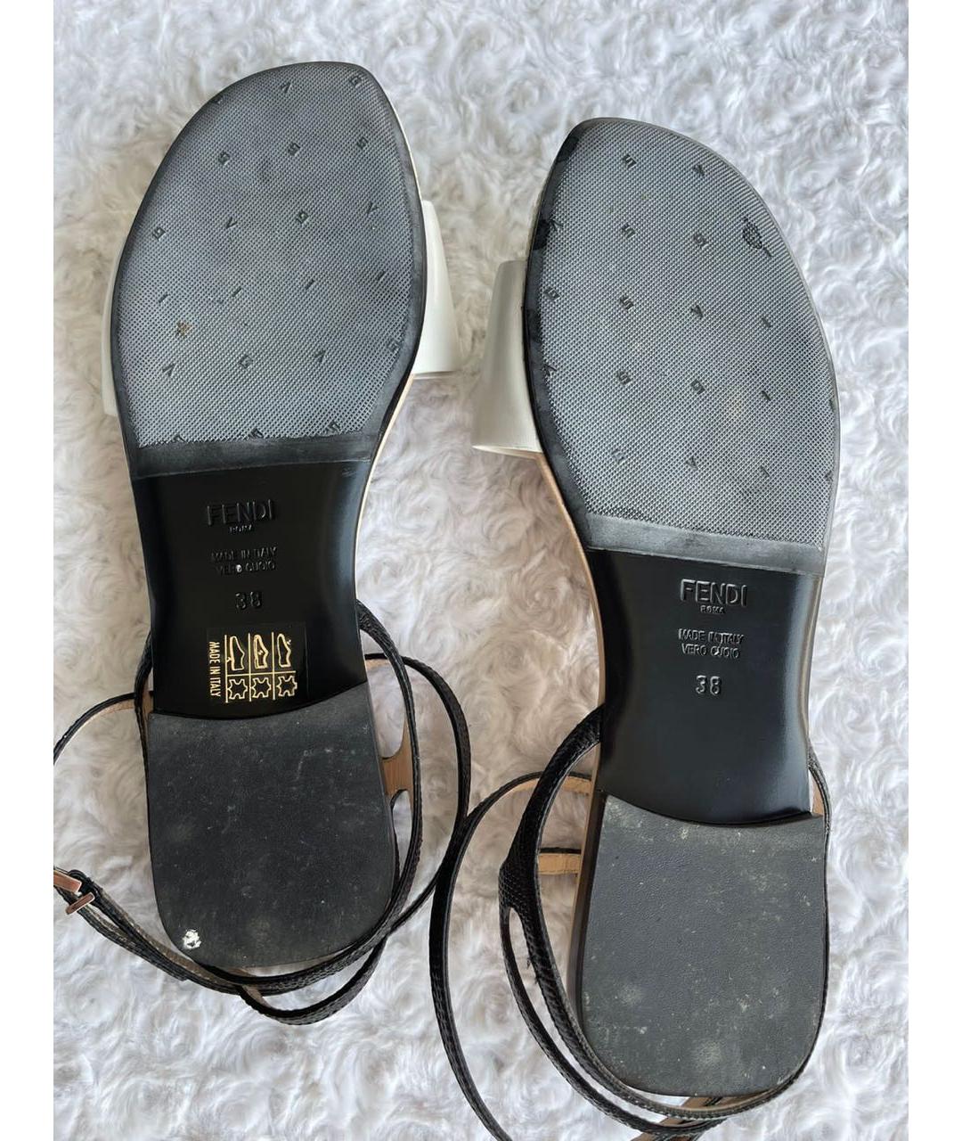 FENDI Белые кожаные сандалии, фото 2