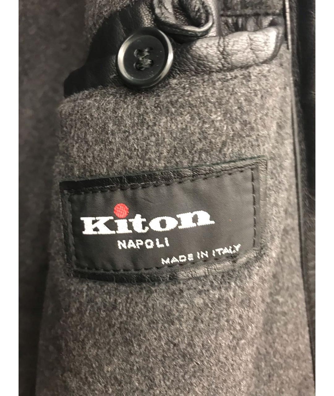 KITON Черное кожаное пальто, фото 2