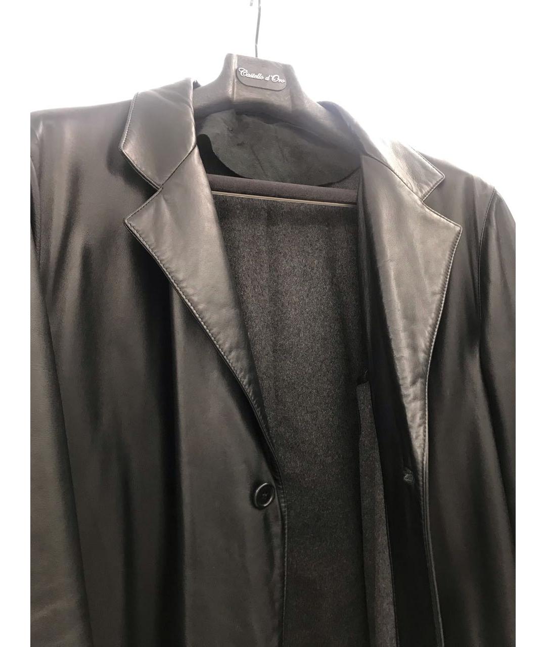 KITON Черное кожаное пальто, фото 3