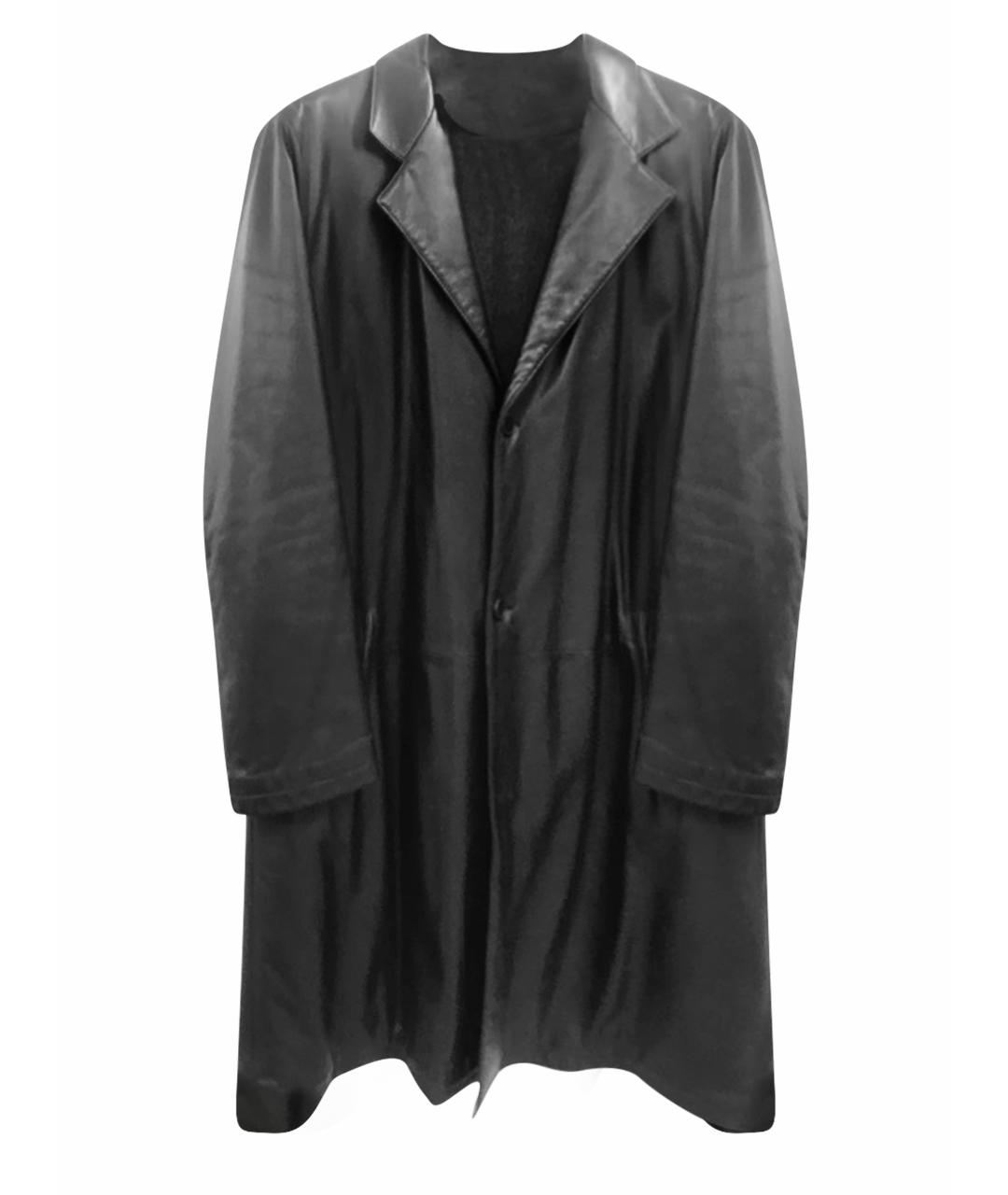 KITON Черное кожаное пальто, фото 1