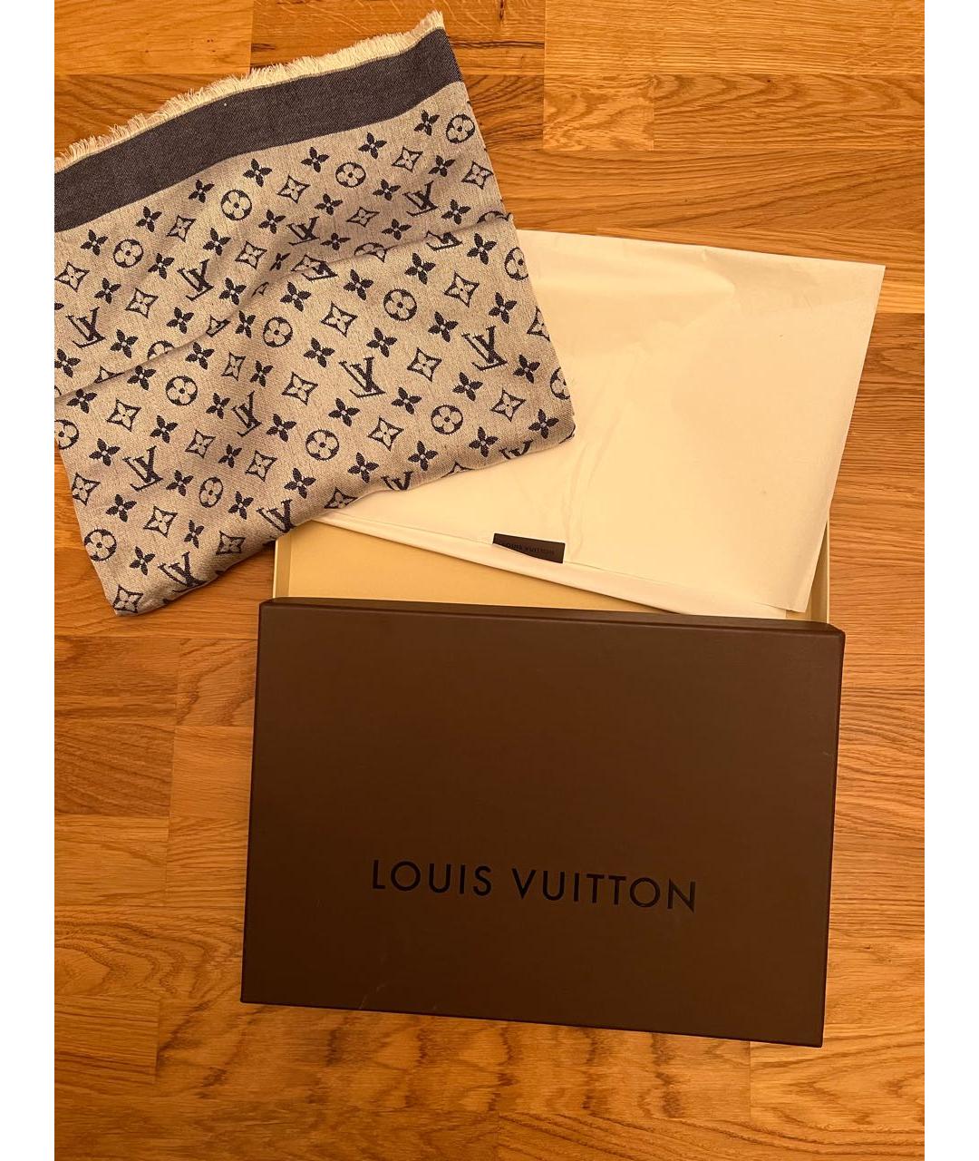 LOUIS VUITTON PRE-OWNED Синий шерстяной платок, фото 2