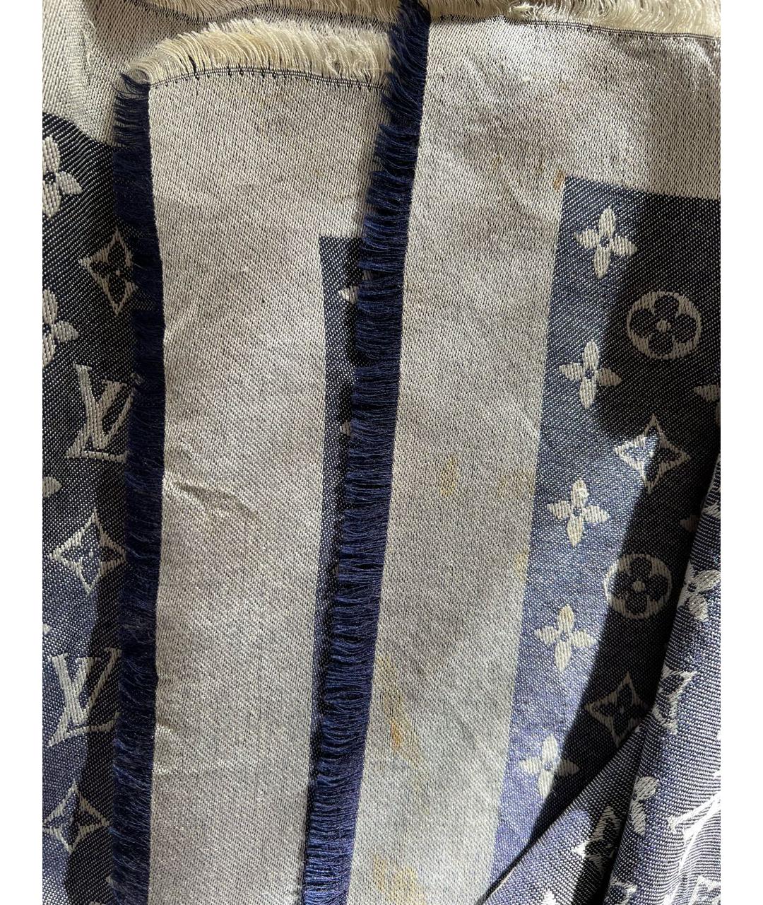 LOUIS VUITTON PRE-OWNED Синий шерстяной платок, фото 7