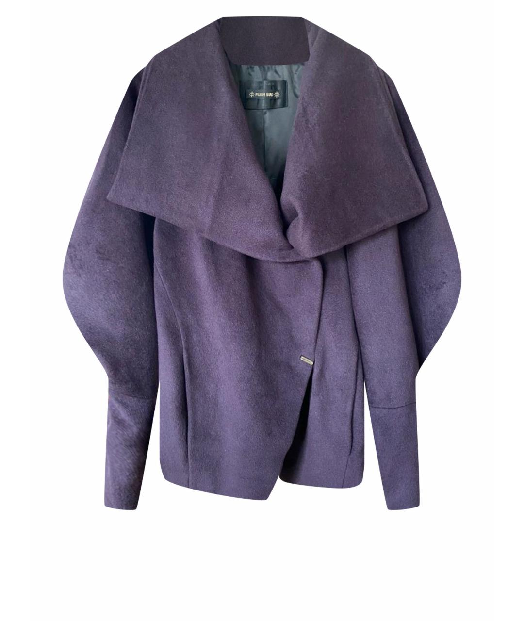 PLEIN SUD Фиолетовое шерстяное пальто, фото 1