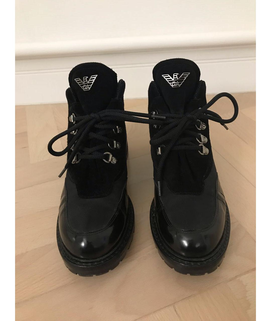 ARMANI COLLEZIONI Черные кожаные ботинки, фото 2