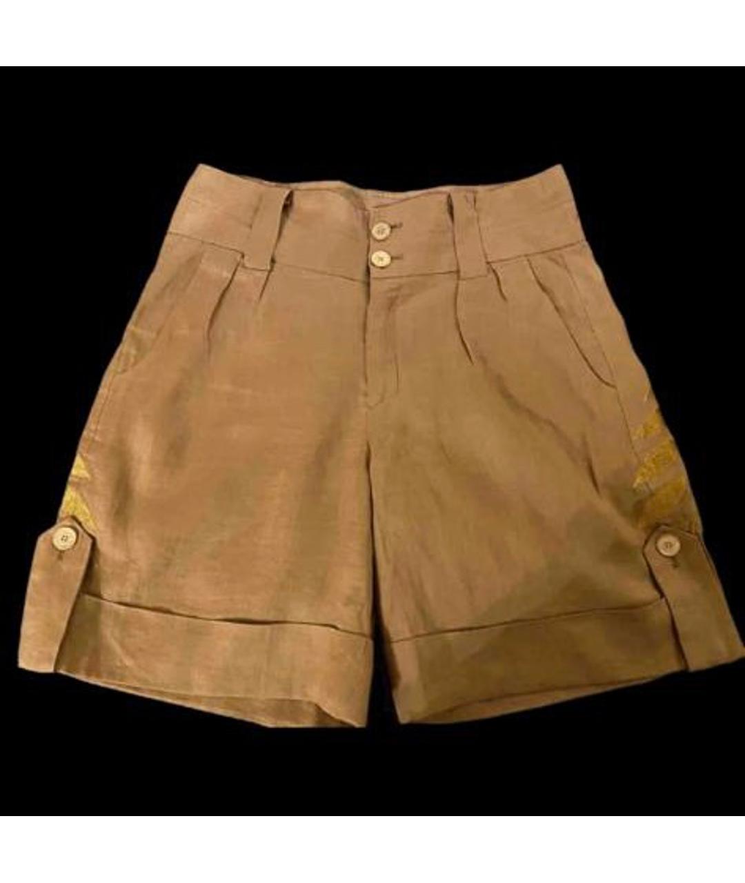 JC DE CASTELBAJAC Коричневые льняные шорты, фото 5