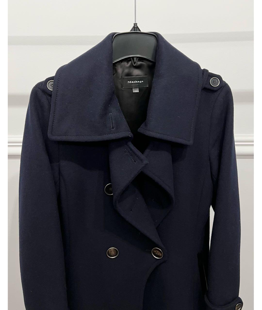 Mackage Темно-синее шерстяное пальто, фото 3