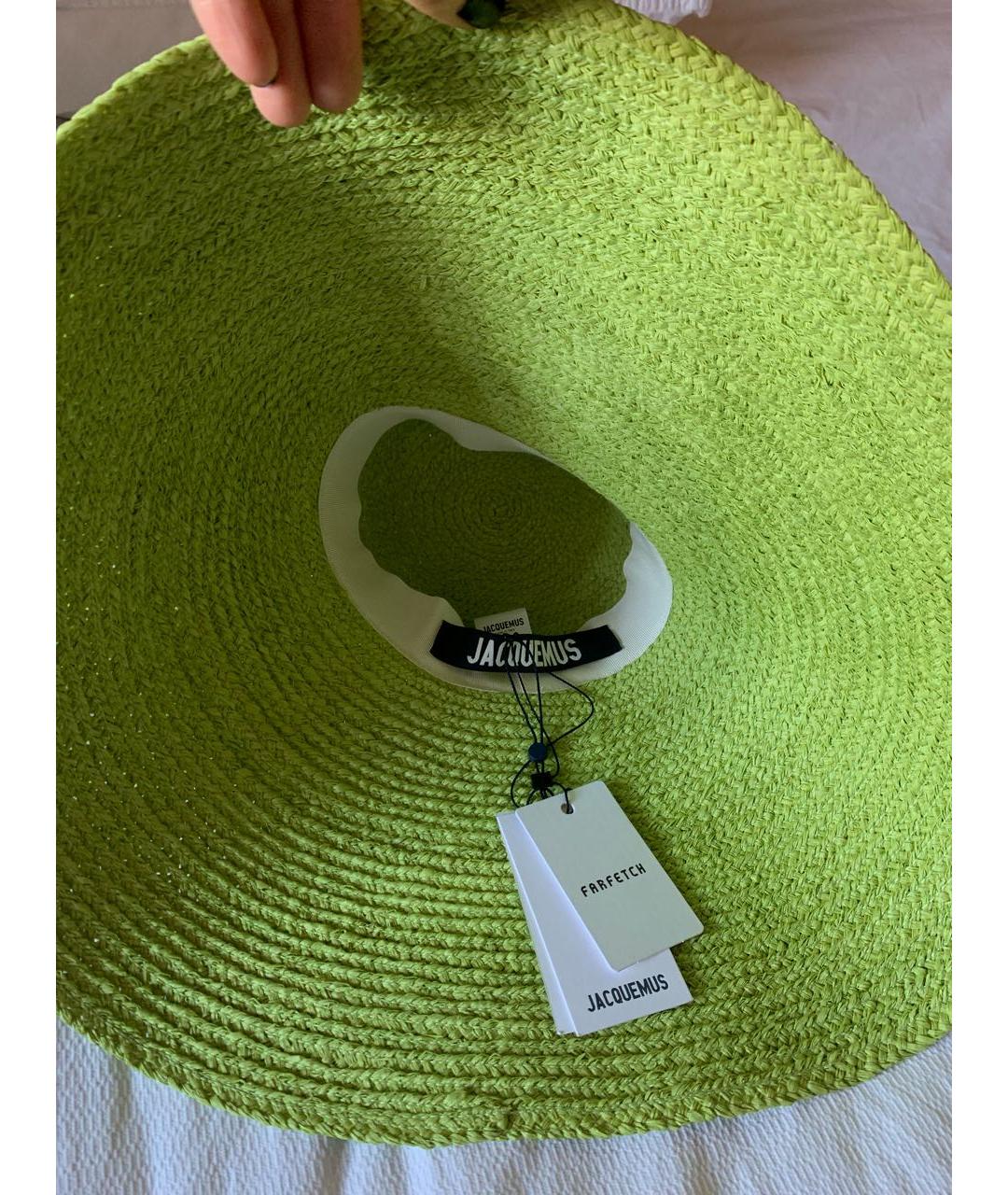 JACQUEMUS Зеленая соломенная шляпа, фото 3