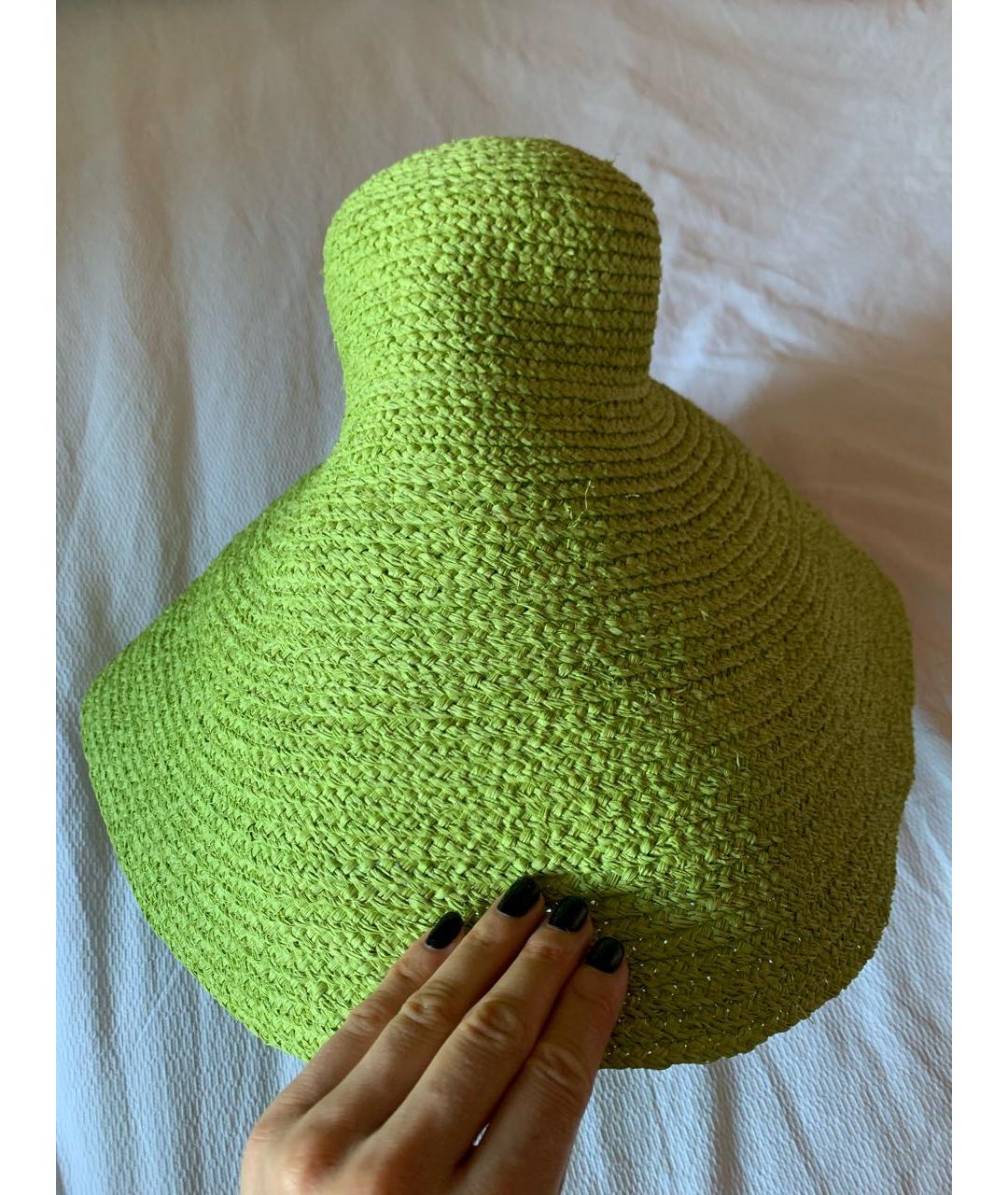 JACQUEMUS Зеленая соломенная шляпа, фото 2