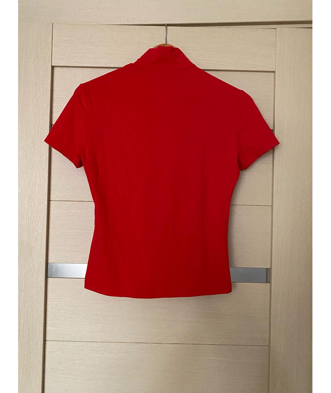 CLAUDE MONTANA Красная хлопко-эластановая футболка, фото 3