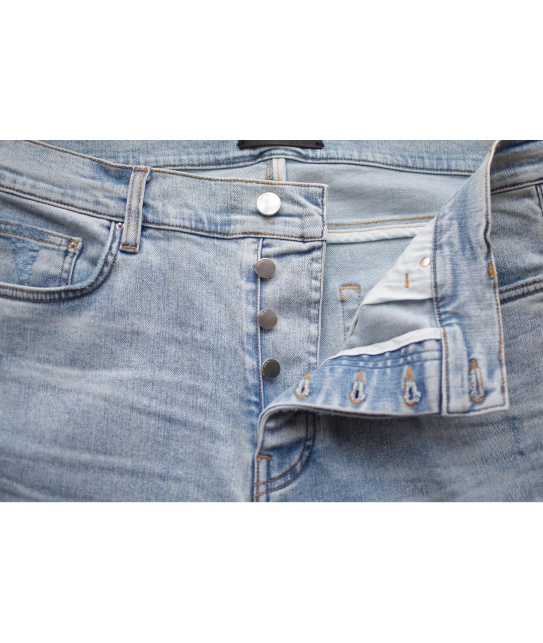 AMIRI Голубые хлопко-эластановые джинсы, фото 9
