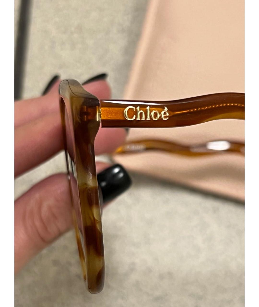 CHLOE Коричневые пластиковые солнцезащитные очки, фото 3