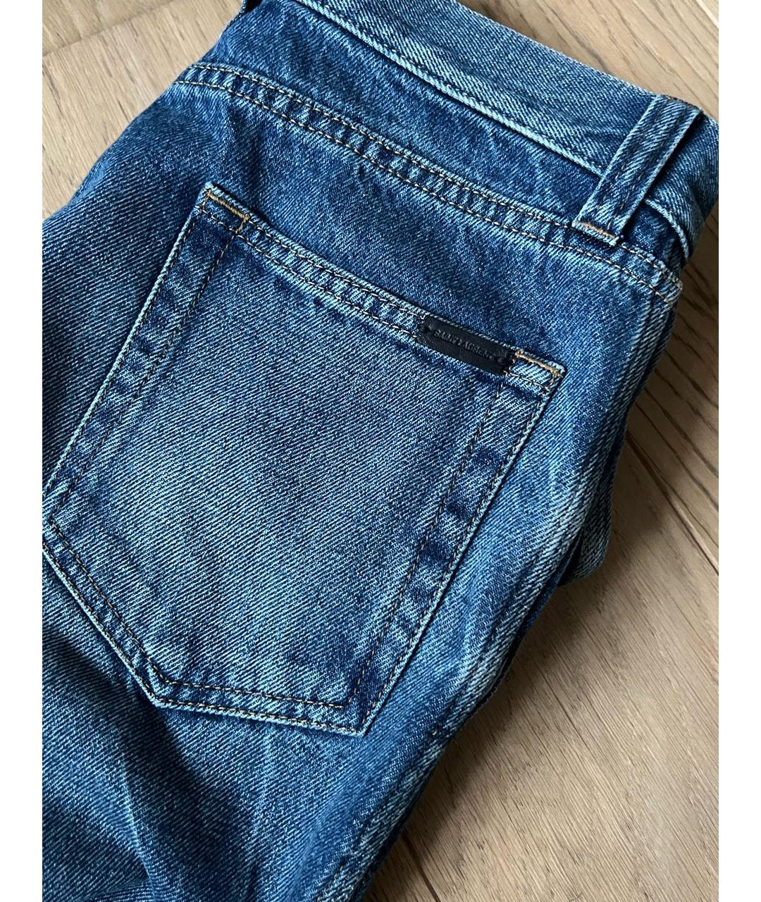 SAINT LAURENT Синие хлопковые прямые джинсы, фото 5