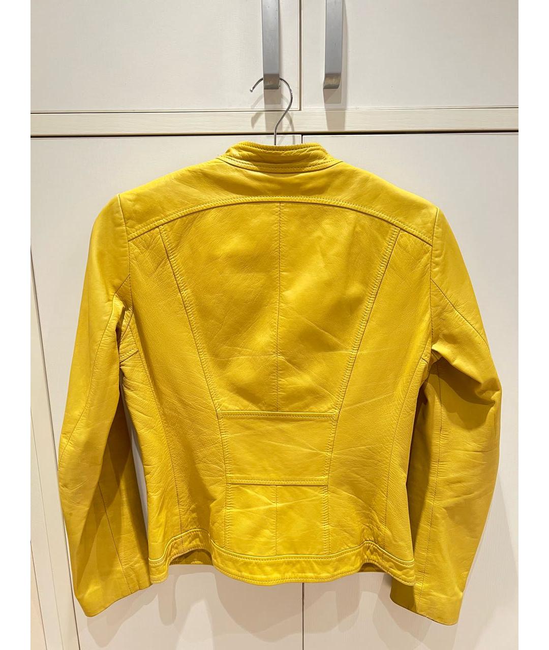 VERSACE COLLECTION Желтая кожаная куртка, фото 2