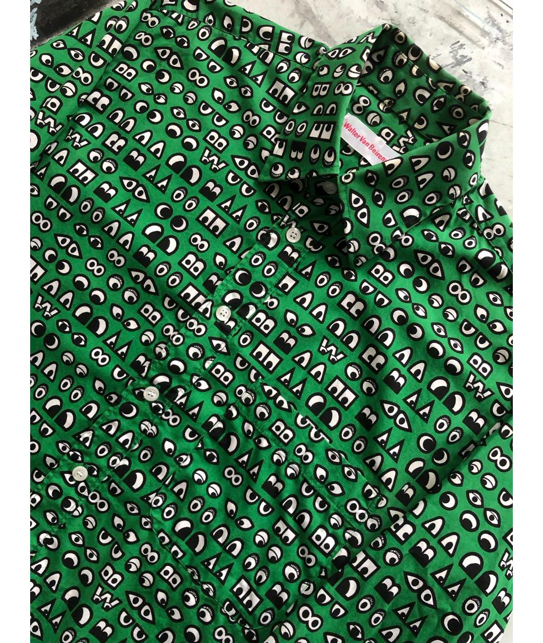 WALTER VAN BEIRENDONCK Зеленая хлопковая кэжуал рубашка, фото 3