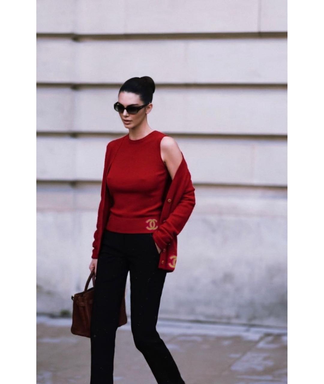 CHANEL Красный кашемировый кардиган, фото 4