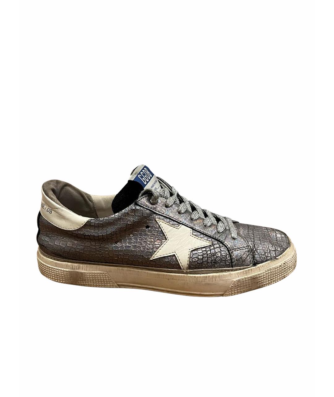 GOLDEN GOOSE DELUXE BRAND Серебряные кожаные кеды, фото 1