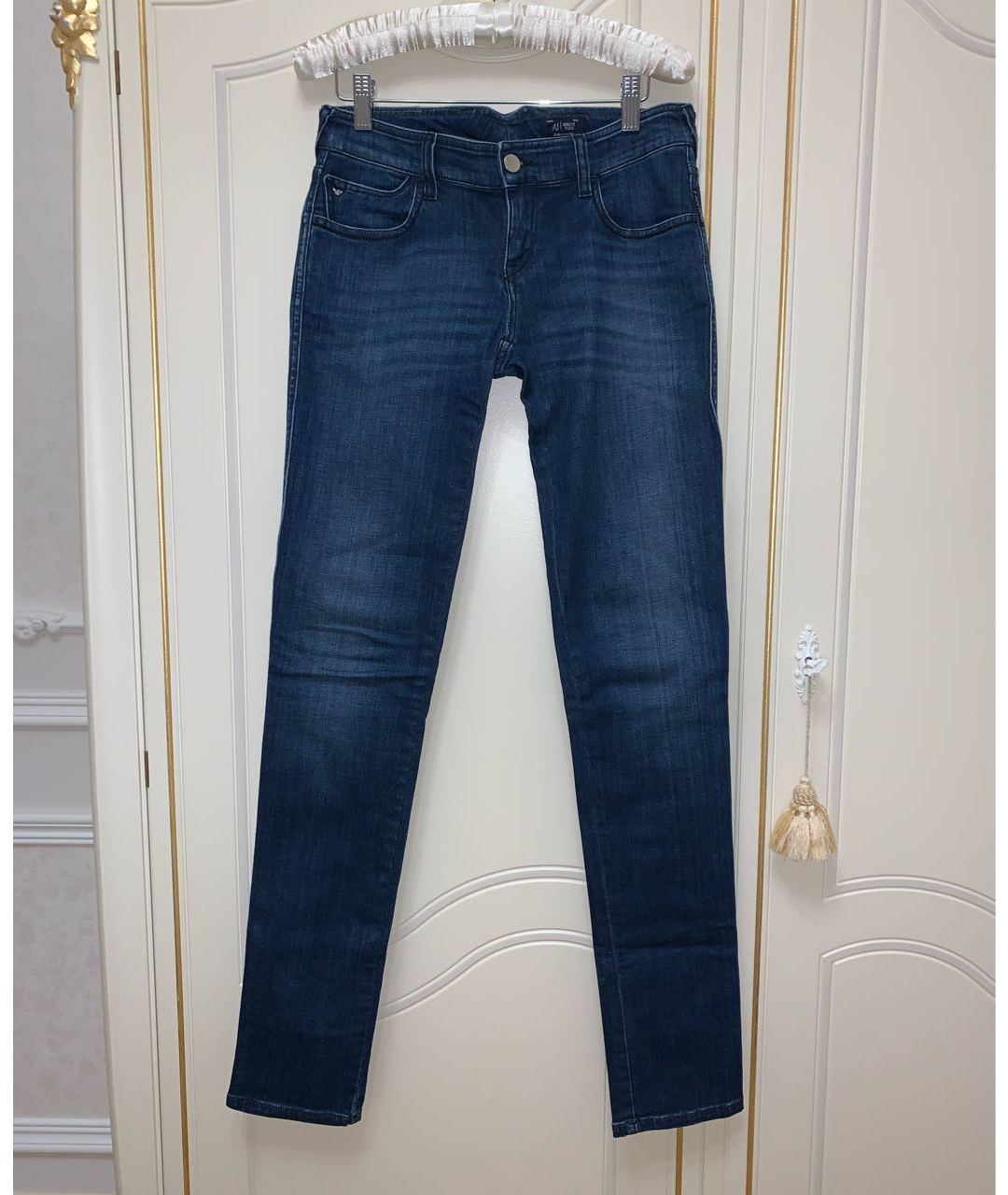 ARMANI JEANS Синие хлопковые прямые джинсы, фото 5