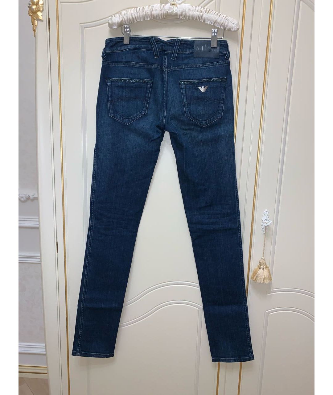 ARMANI JEANS Синие хлопковые прямые джинсы, фото 2