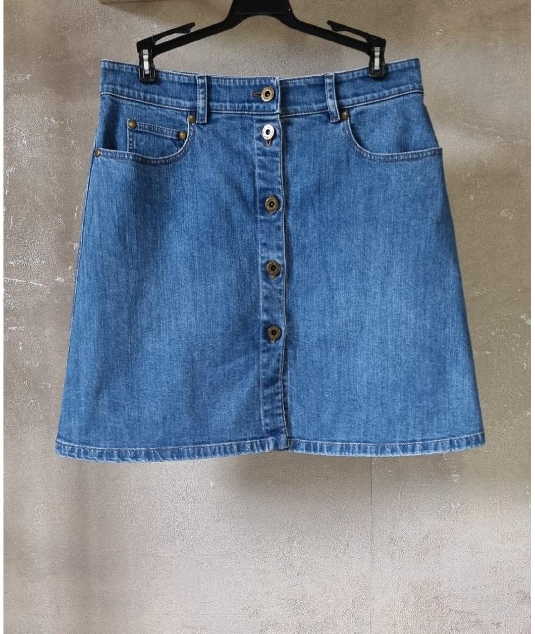 MIU MIU Голубая хлопковая юбка мини, фото 6