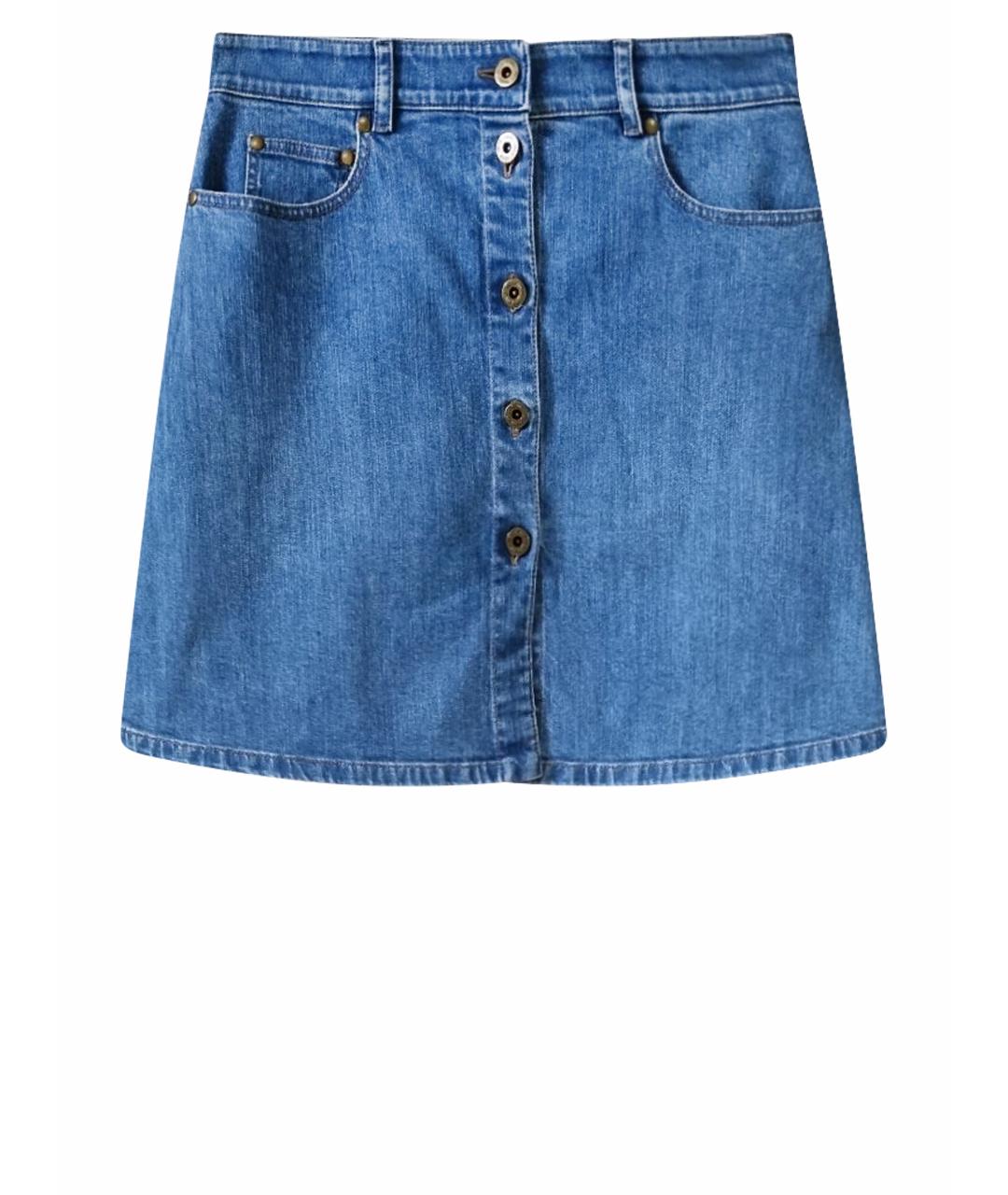 MIU MIU Голубая хлопковая юбка мини, фото 1