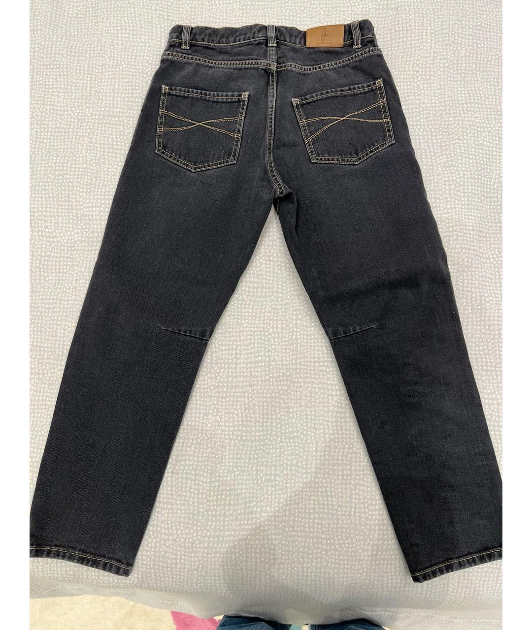 BRUNELLO CUCINELLI Антрацитовые хлопковые детские джинсы, фото 2