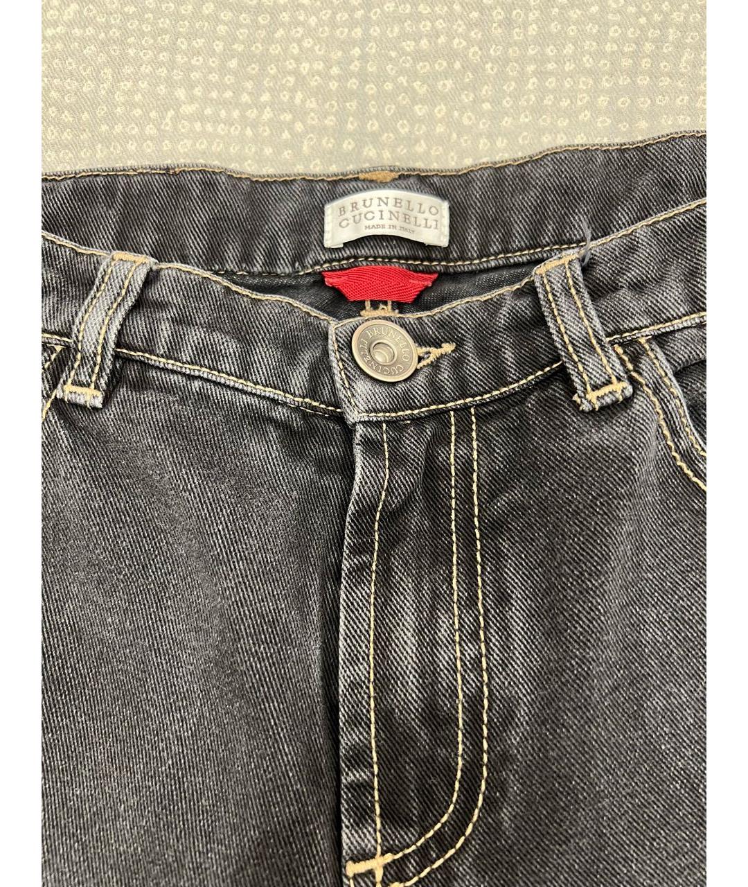 BRUNELLO CUCINELLI Антрацитовые хлопковые детские джинсы, фото 3