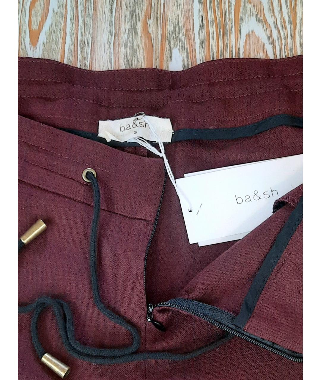 BA&SH Бордовые шерстяные прямые брюки, фото 3