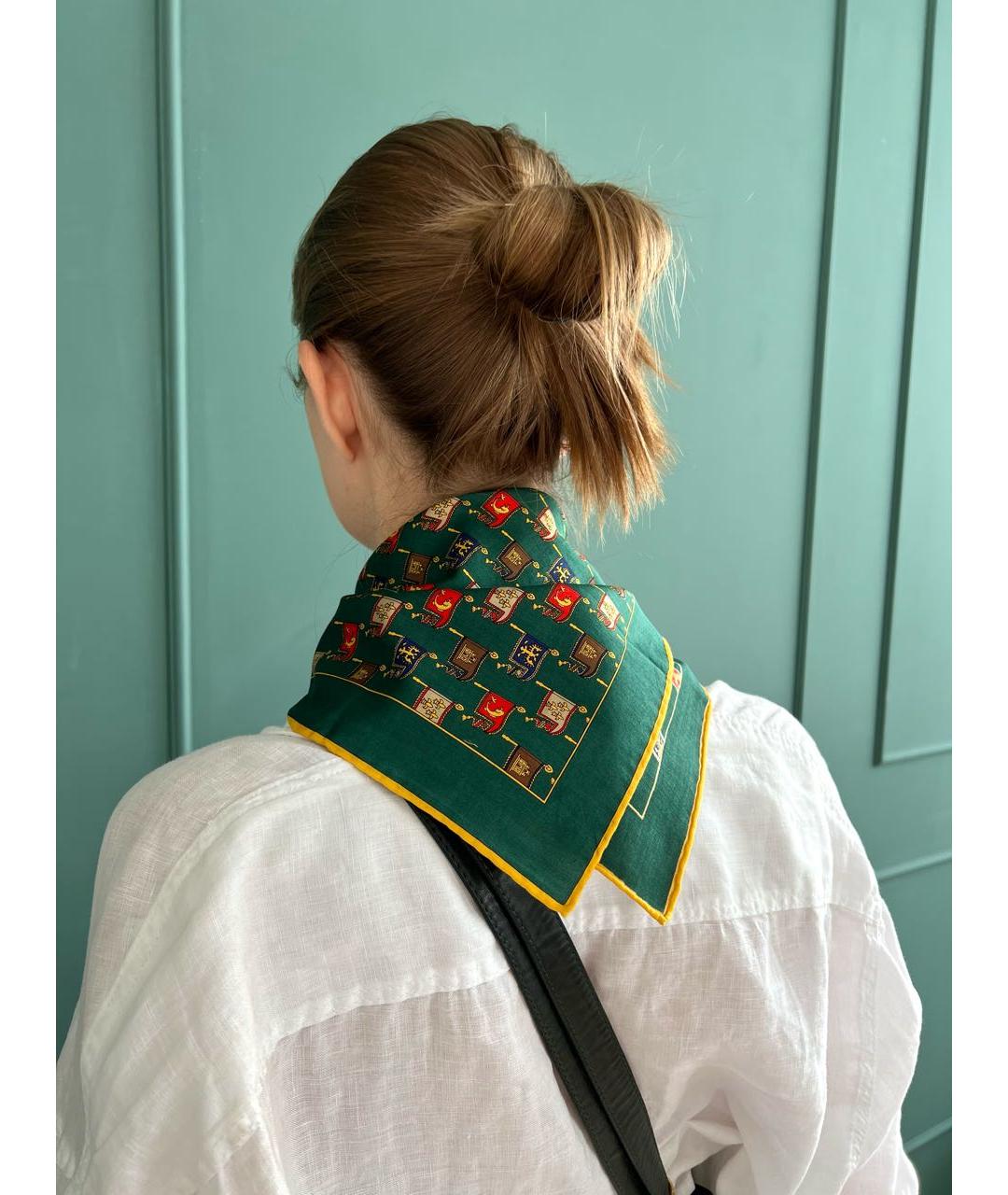 CELINE PRE-OWNED Зеленый шелковый платок, фото 6