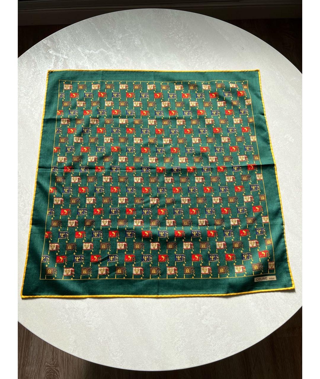 CELINE PRE-OWNED Зеленый шелковый платок, фото 4