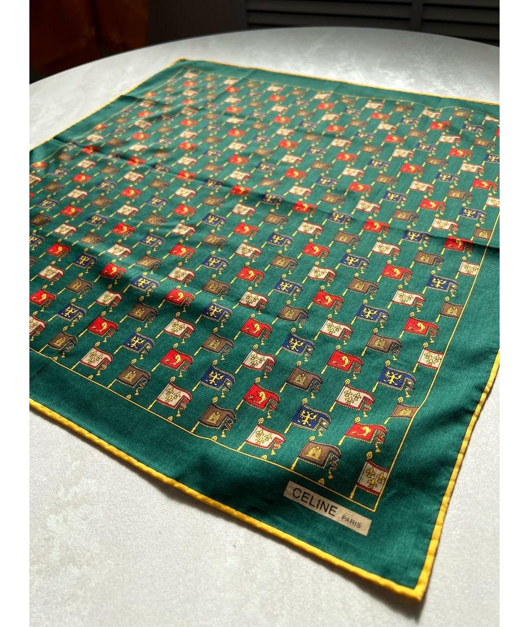 CELINE PRE-OWNED Зеленый шелковый платок, фото 2