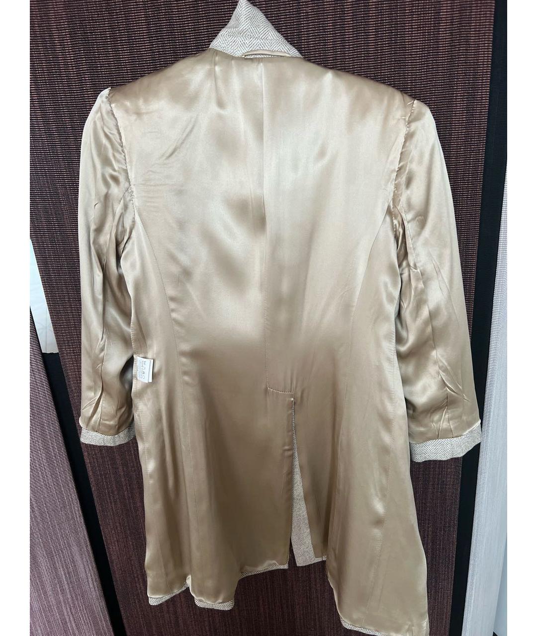 KITON Бежевый шелковый жакет/пиджак, фото 3