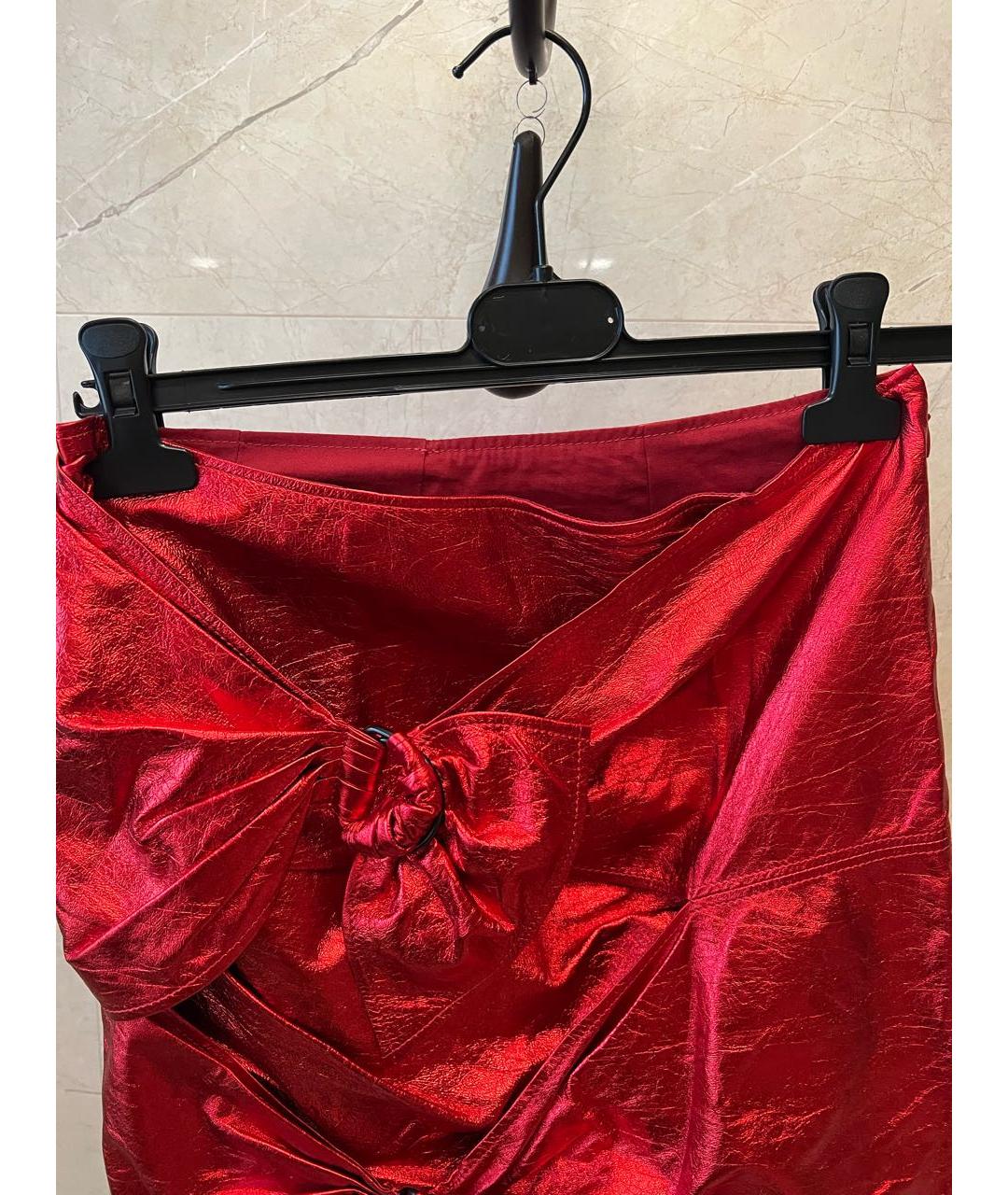 ISABEL MARANT Красная кожаная юбка мини, фото 3