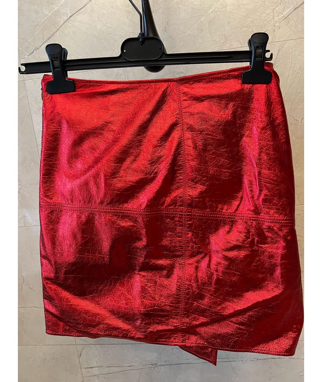 ISABEL MARANT Красная кожаная юбка мини, фото 2