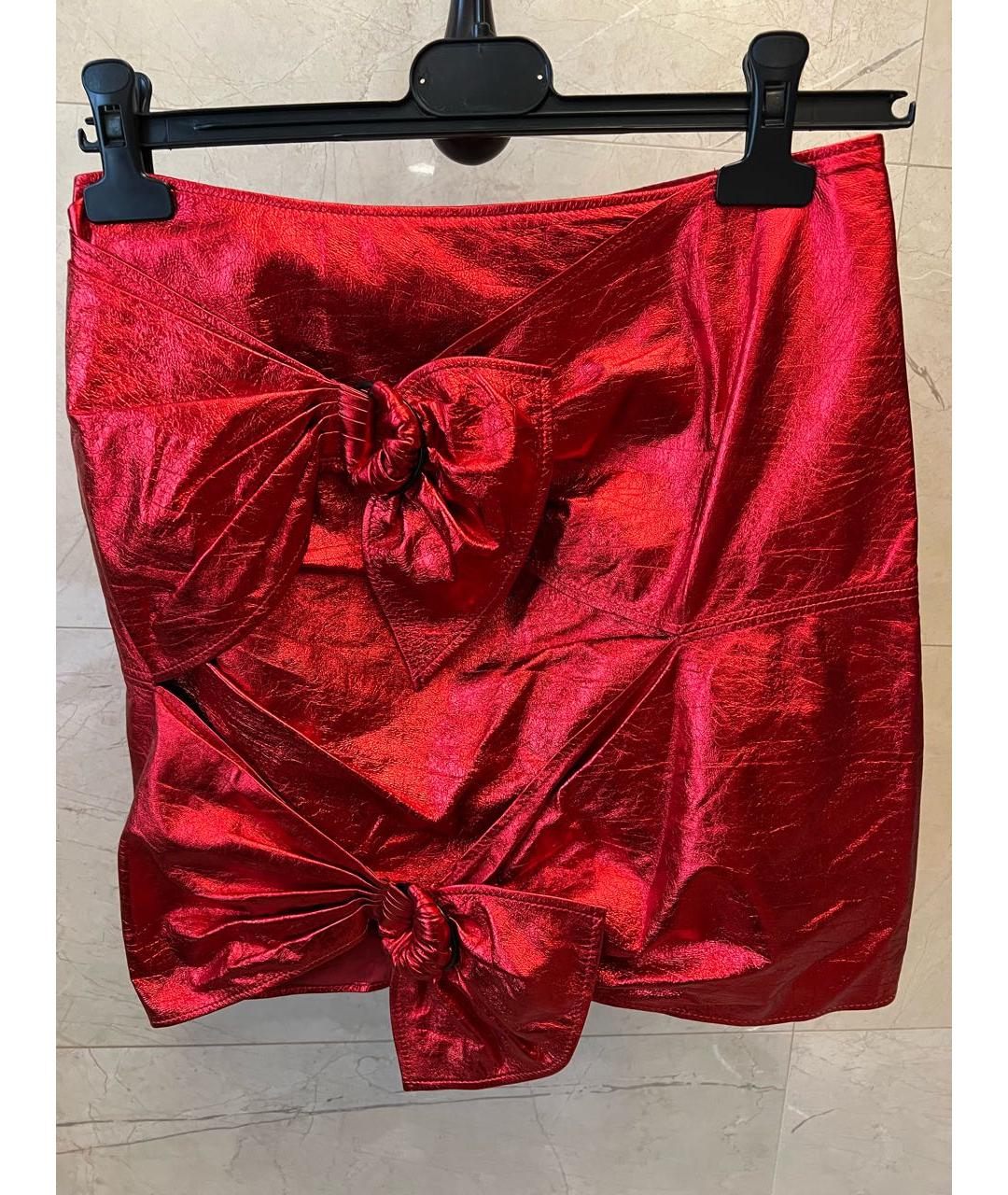 ISABEL MARANT Красная кожаная юбка мини, фото 5