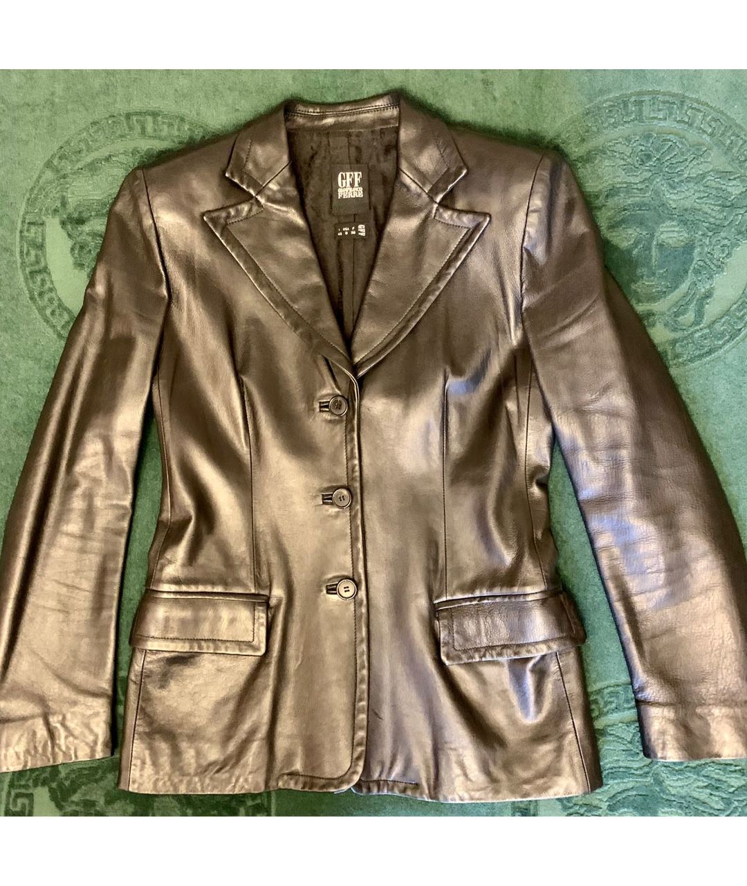 GIANFRANCO FERRE Черный кожаный жакет/пиджак, фото 2