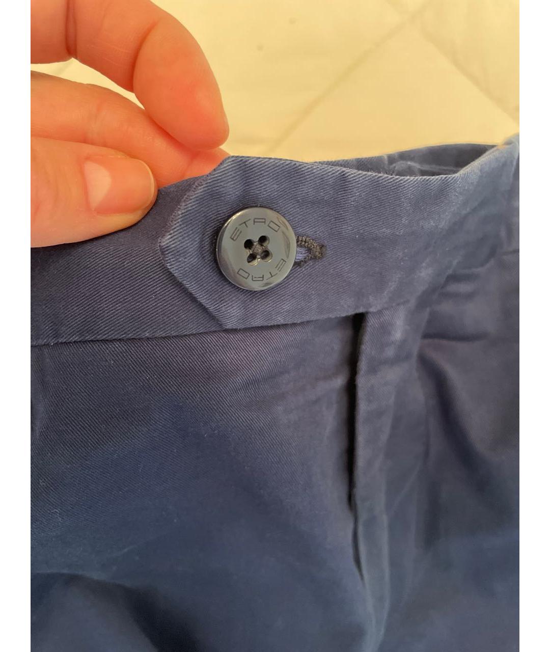 ETRO Синие хлопковые брюки чинос, фото 4