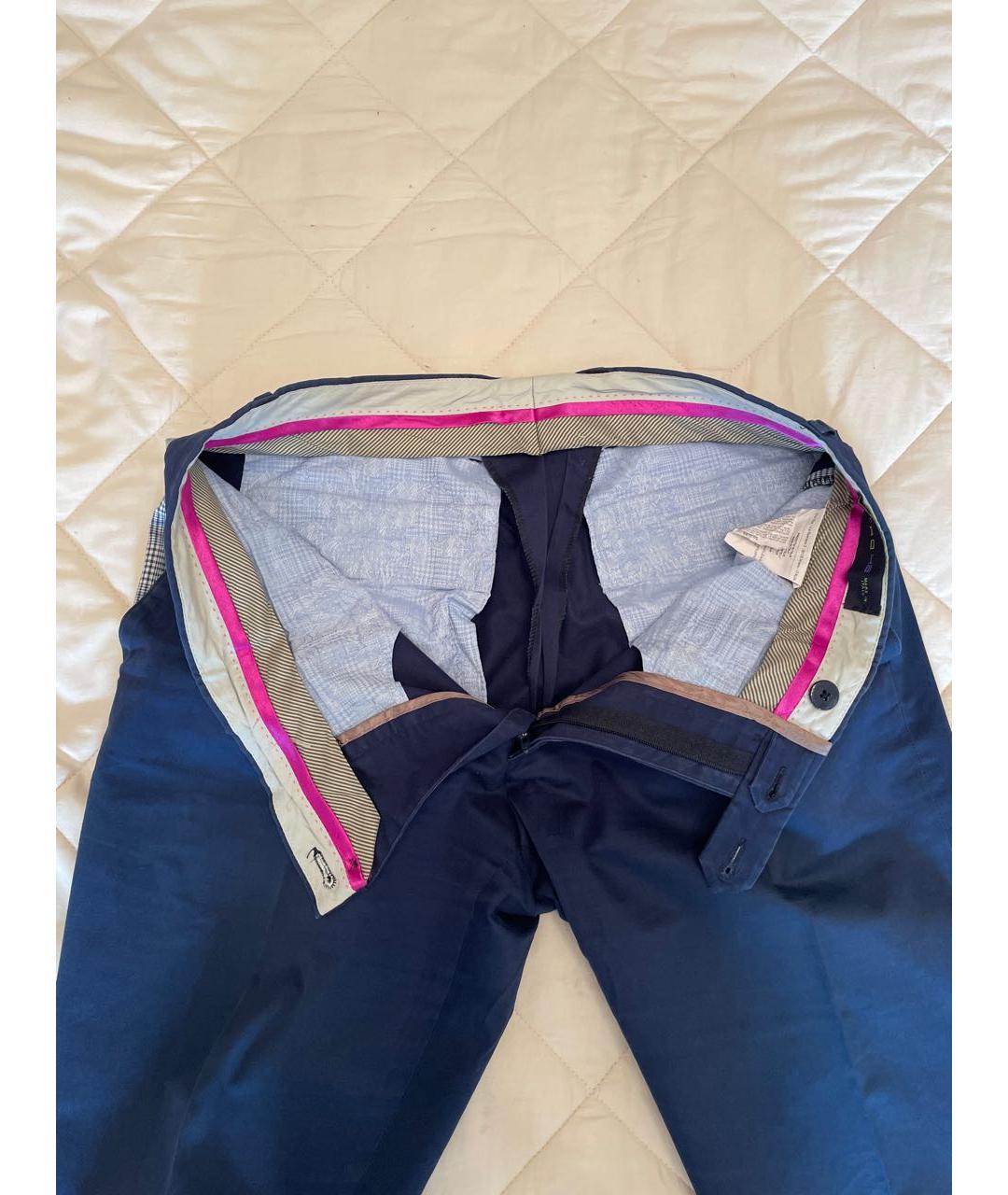 ETRO Синие хлопковые брюки чинос, фото 2