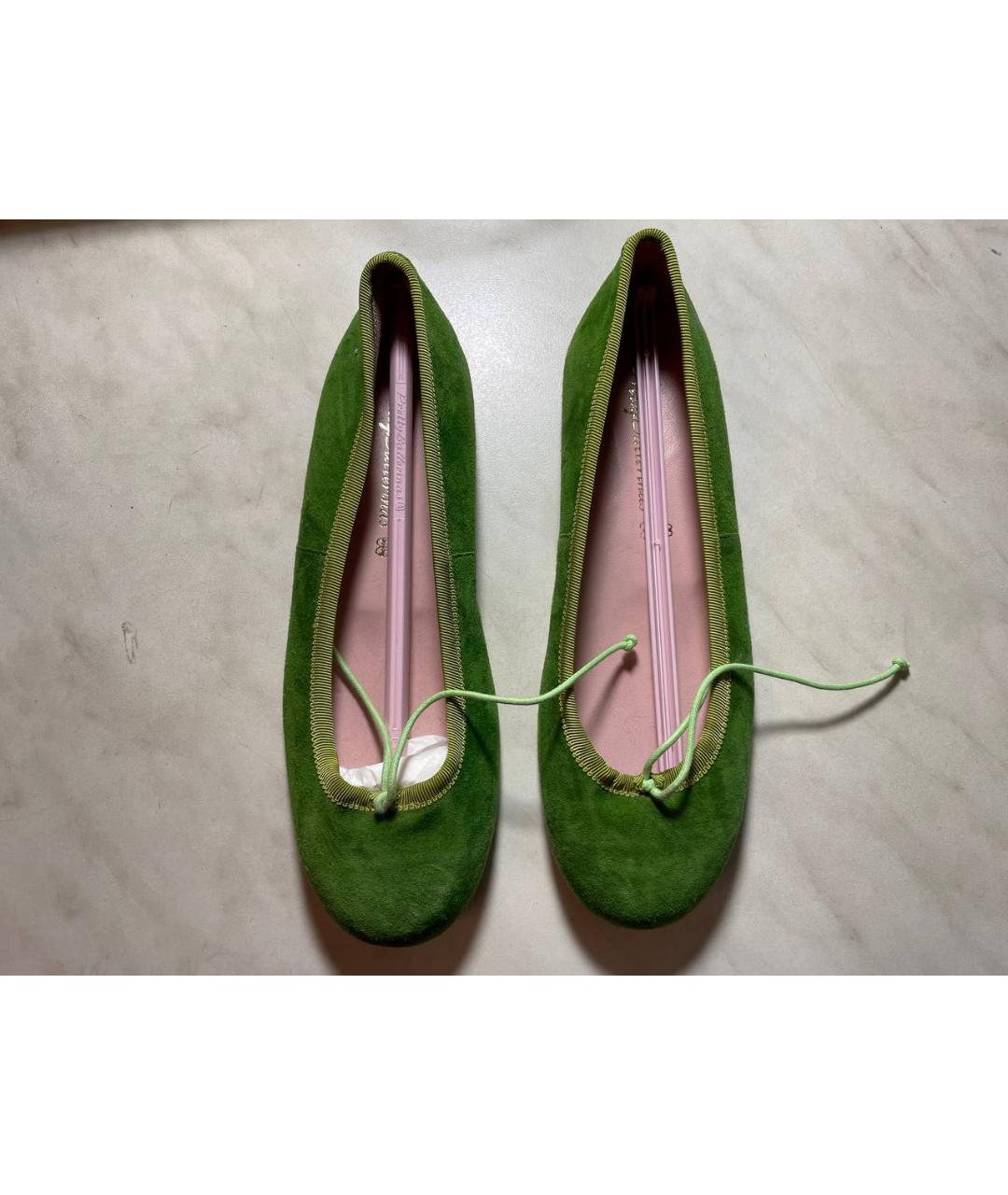 PRETTY BALLERINAS Зеленые замшевые балетки, фото 3