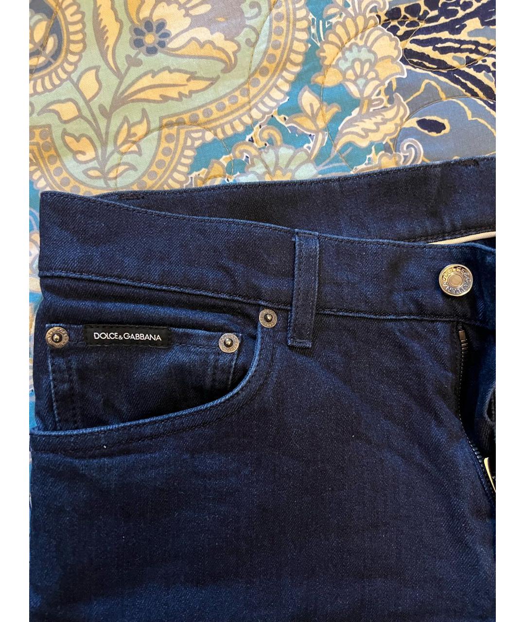 DOLCE&GABBANA Синие хлопко-эластановые прямые джинсы, фото 4